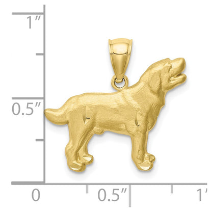 10K Satin Diamond-cut Labrador Retriever Dog Pendant
