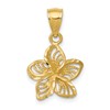 10k Polished and Diamond-cut Beaded Plumeria Flower Charm