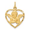 10K Satin Diamond-cut Angel in Heart Charm