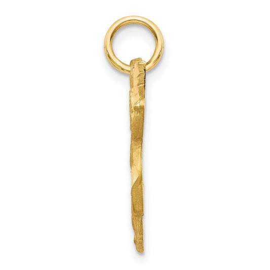 10k Solid Satin Diamond-cut Angel Charm