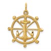 10k Satin Diamond-cut Anchor in Ships Wheel Charm