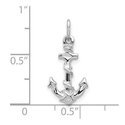 10k White Gold Anchor with Rope Pendant