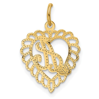 10k Initial A Scalloped Heart Charm