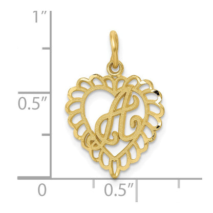 10k Initial A Scalloped Heart Charm