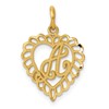 10k Initial A Scalloped Heart Charm