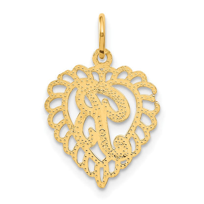 10k Initial B Scalloped Heart Charm