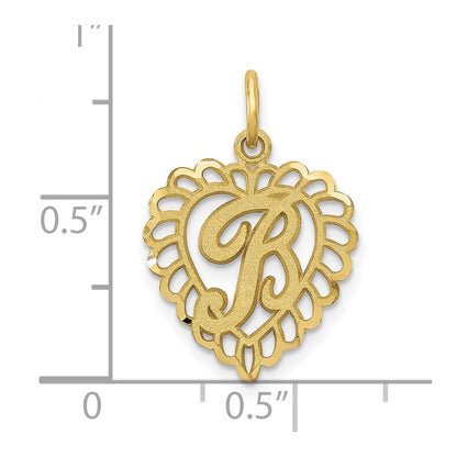 10k Initial B Scalloped Heart Charm