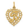 10k Initial B Scalloped Heart Charm