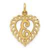 10k Initial E Scalloped Heart Charm