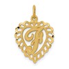 10k Initial F Scalloped Heart Charm