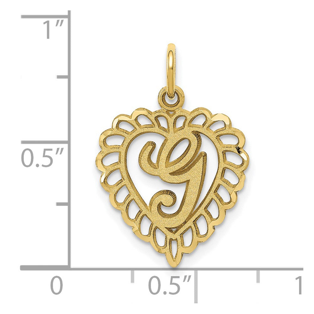 10k Initial G Scalloped Heart Charm