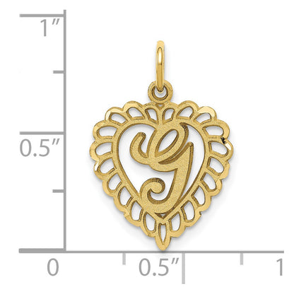 10k Initial G Scalloped Heart Charm