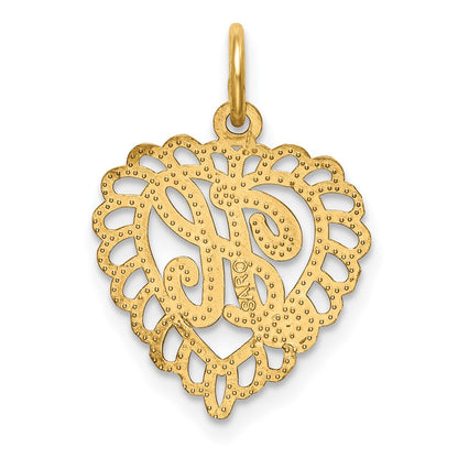 10k Initial H Scalloped Heart Charm