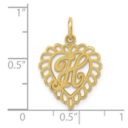 10k Initial H Scalloped Heart Charm