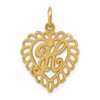 10k Initial H Scalloped Heart Charm