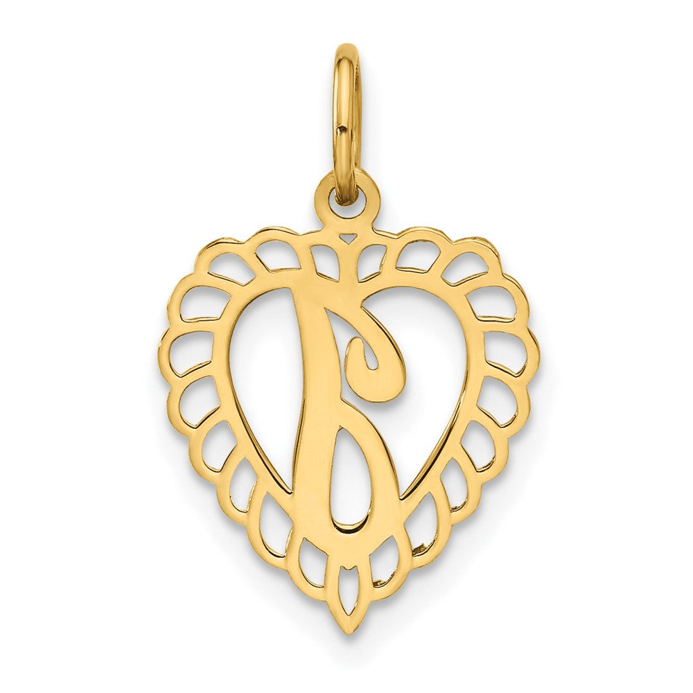 10k Initial I Scalloped Heart Charm