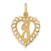 10k Initial I Scalloped Heart Charm