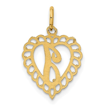 10k Initial J Scalloped Heart Charm