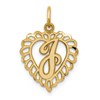 10k Initial J Scalloped Heart Charm