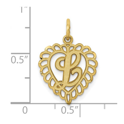 10k Initial L Scalloped Heart Charm