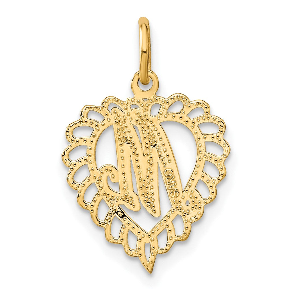 10k Initial M Scalloped Heart Charm