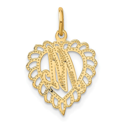 10k Initial M Scalloped Heart Charm