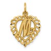 10k Initial M Scalloped Heart Charm