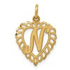 10k Initial N Scalloped Heart Charm