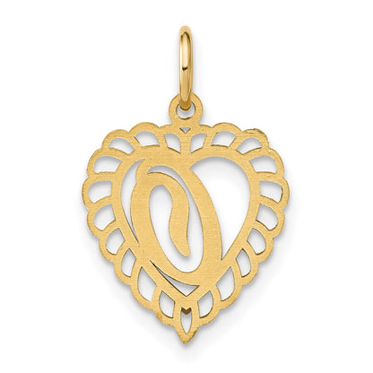 10k Initial O Scalloped Heart Charm
