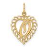 10k Initial O Scalloped Heart Charm