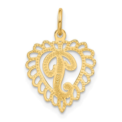 10k Initial P Scalloped Heart Charm