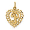 10k Initial P Scalloped Heart Charm