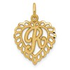 10k Initial R Scalloped Heart Charm