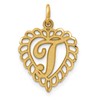 10k Initial T Scalloped Heart Charm