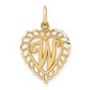 10k Initial W Scalloped Heart Charm