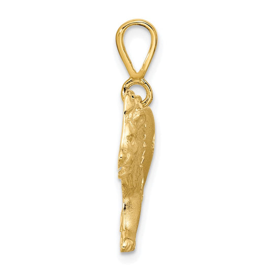 10k Satin Diamond-cut Lion Charm