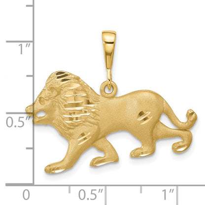 10k Satin Diamond-cut Lion Charm