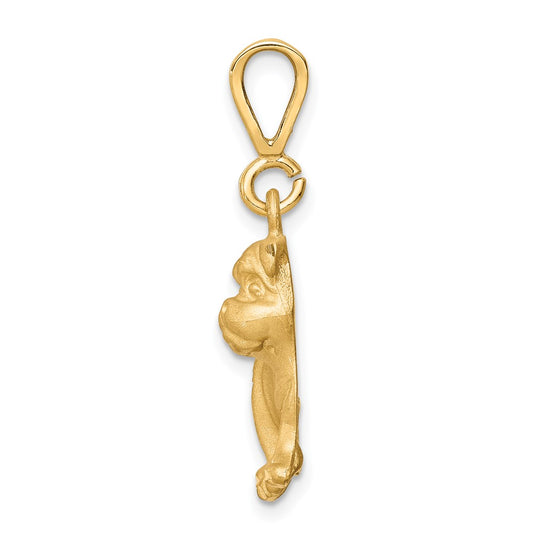 10k Satin Diamond-cut Bulldog Charm