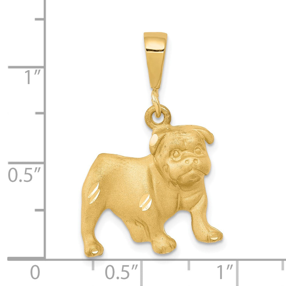 10k Satin Diamond-cut Bulldog Charm