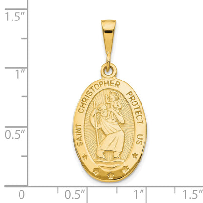 10K Large Oval St. Christopher Medal Pendant