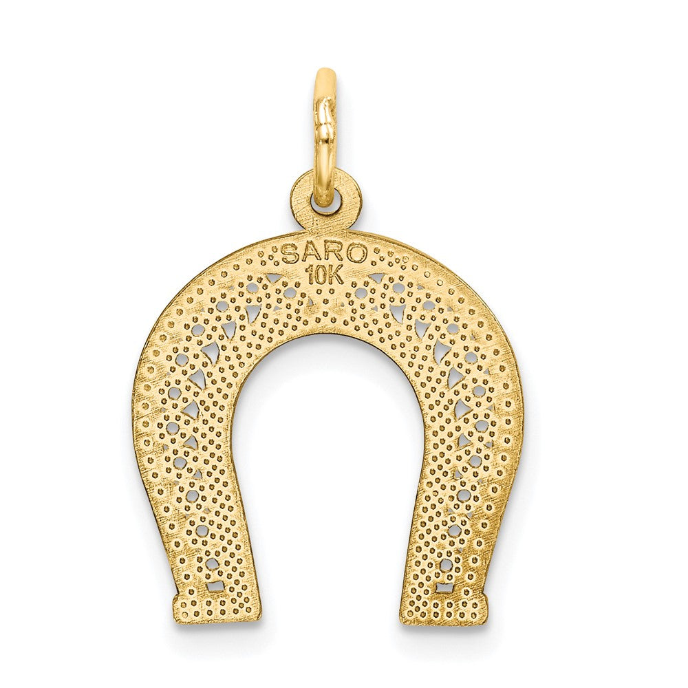 10k Diamond-cut Horseshoe Charm