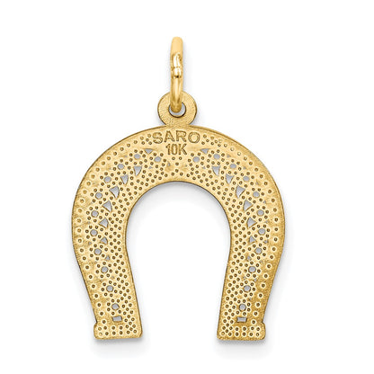 10k Diamond-cut Horseshoe Charm