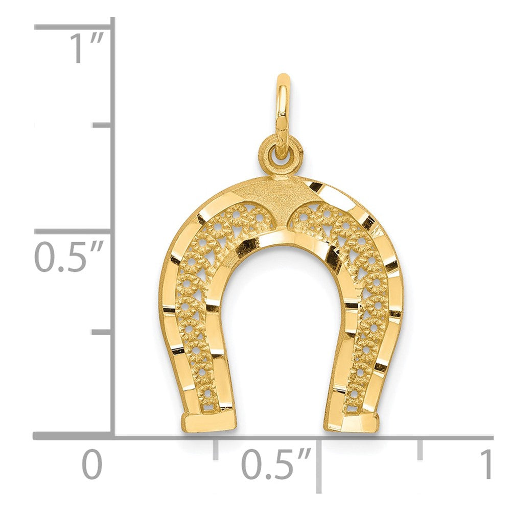 10k Diamond-cut Horseshoe Charm