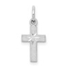 10k White Gold Small Satin Diamond-cut Cross Charm