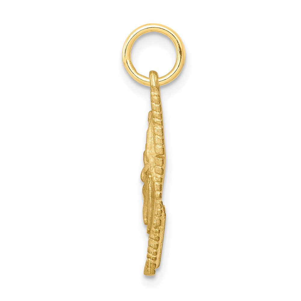10K Satin Diamond-cut Comb and Scissors Charm