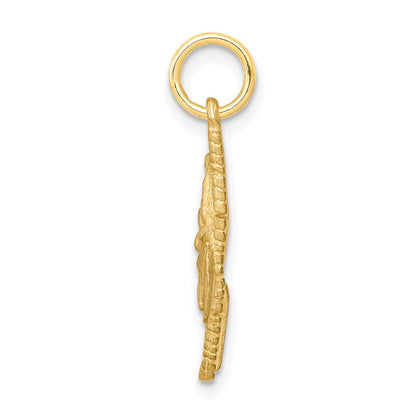 10K Satin Diamond-cut Comb and Scissors Charm