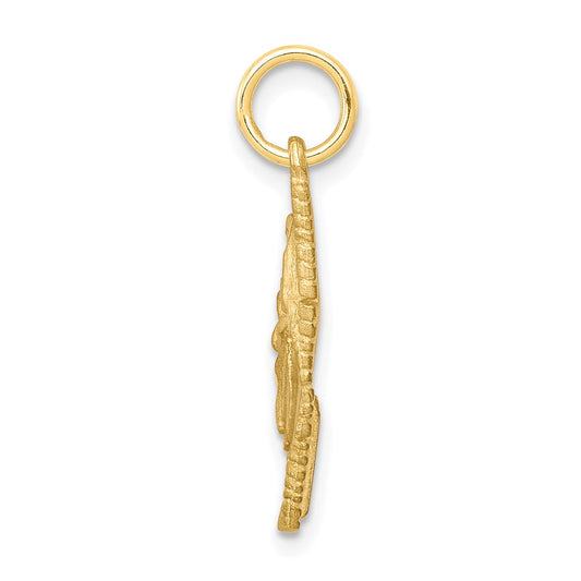 10K Satin Diamond-cut Comb and Scissors Charm