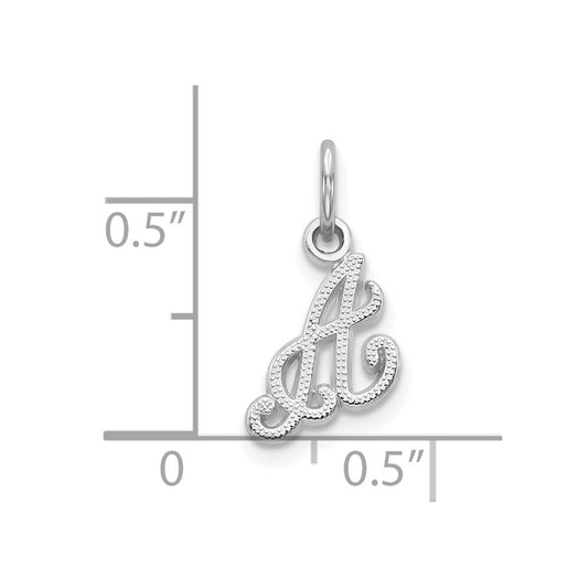 10k White Gold Small Script Initial A Charm