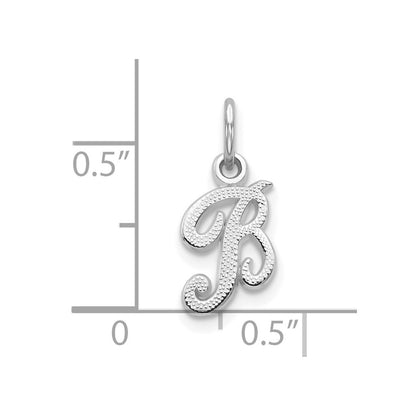 10k White Gold Small Script Initial B Charm
