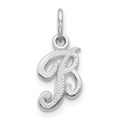 10k White Gold Small Script Initial B Charm
